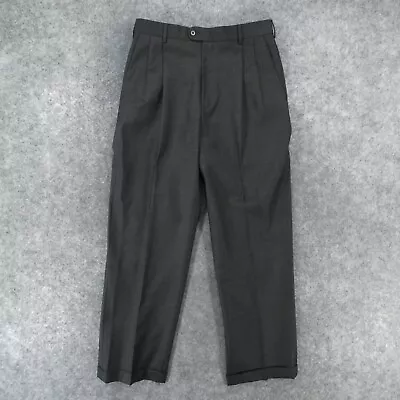 Zanella Pants Mens 34 Bennett Pleated Dress Slacks Gray Cuffed Wool Italian • $38.89
