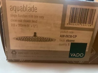 Vado Shower Head Aquablade Chrome Sinhle Function Slim Line Oval Showerhead • £35