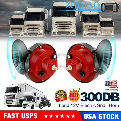 2X Super Loud Car 300DB Dual Tone Snail Electric Air Horn Siren Motorcycle • $22.99