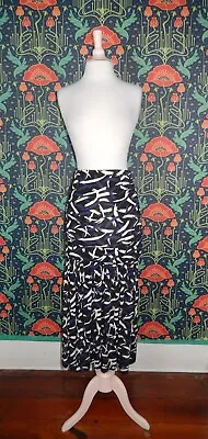 M Missoni Collection Black Blue White Knit Ruched Midi Skirt S • $67.49