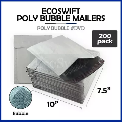 200 #0 7.5 X 10 EcoSwift Poly Bubble Mailers Padded Envelope Shipping Bags DVD • $61.99