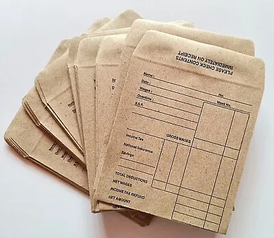 Wage Payslip Envelopes Packets Printed  100 X 110 Mm Gummed • £2.99