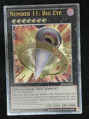 Yugioh Number 11: Big Eye Ultimate Rare Near Mint Ap06-en002 • $99.46