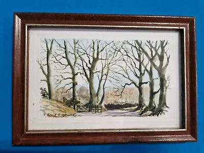 Miniature Original Signed Watercolour By Sally J Maynard   CHAPEL STEEP  • £15