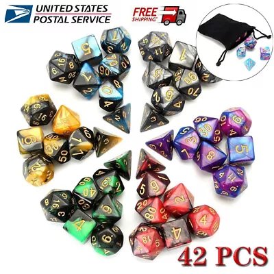 42pcs 7-die Polyhedral Dice For Dungeons & Dragons DND RPG D20 D12 Game Xmas Toy • $12.99