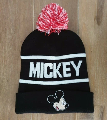 $27.99 • Buy MICKEY MOUSE - Spell-out Black Beanie, Red Pom Pom DISNEY One Size VGC FREE POST