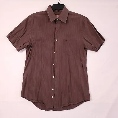 Mossimo Supply Co Button Up Short Sleeve Shirt Men Size M Brown Striped Casual • $14.34