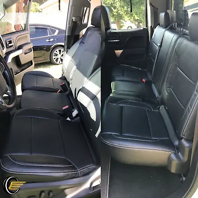 For 2014-2018 Chevy Silverado LT DOUBLE Cab Full Set Seat Cover Black • $185.99