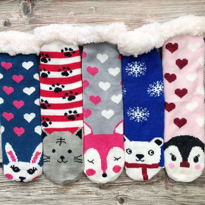 $19.85 • Buy 2Pairs Lady Kids Bed Slipper Socks Winter Non-Slip Fluffy Keep Warm Heart Bunny