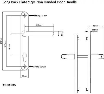 Black Door Handle Set Sprung 92PZ Double Glazing Pair Patio UPVC PVC Lever 240mm • £9.95