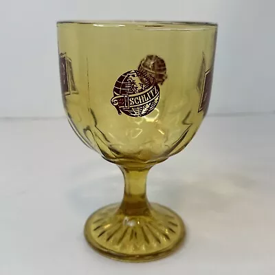 Vintage 1970s Schlitz Beer Cup Thumbprint Amber Goblet Schooner Glass Barware • $5.59