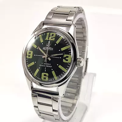 Roamer Hand Winding Green Dial 17 Jewels Shock Proof Men's Wrist Watch • $131.60