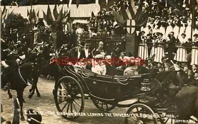 £15 • Buy Real Photo Postcard Of King & Queen At Leeds University, West Yorkshire Scrivens