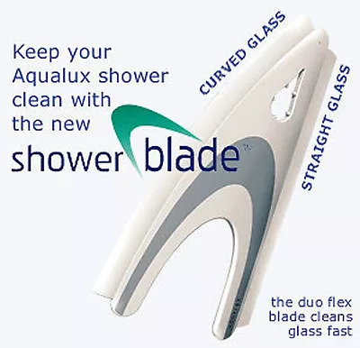 Aqualux Shower Blade & Hook Glass Cleaner Tool Car WindScreen Curved Bath Screen • £10.49