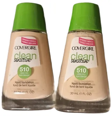 Covergirl Clean Sensitive Liquid Foundation. #510 CLASSIC IVORY (2 PACK) • £14