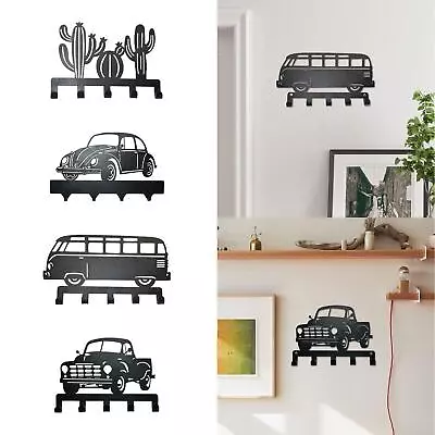 Metal Wall Art Decor With Storage Hooks Black For Outdoor Farmhouse Indoor • £13.46