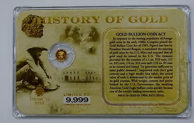 History Of Gold 1/2 Gram 14k Miniature Gold Coin - Gold Bullion Act - W/ Case  • $12.50