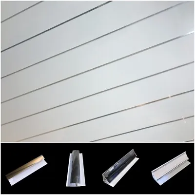 £447.06 • Buy Gloss White Chrome Strip Ceiling Cladding Bathroom Panels PVC Shower Wet Wall
