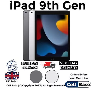 BRAND NEW Apple IPad 9th Gen 10.2  (2021) 64GB / 256GB WiFi Space Grey Silver • £279.99