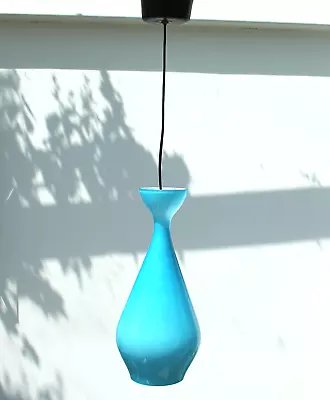 Vintage 1960s Large Stilnovo Vistosi Style Turquoise Glass Ceiling Pendant Lamp • $232.73