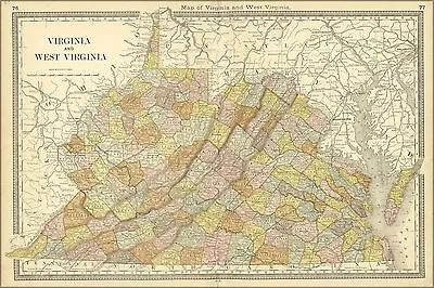 Poster Many Sizes; Map Of West Virginia & Virginia 1881 • $160.11