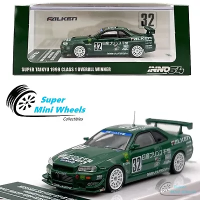 INNO64 1:64 Nissan Skyline GT-R R34 Green #32 Prince Chiba Falken Super Taikyu • $19.99