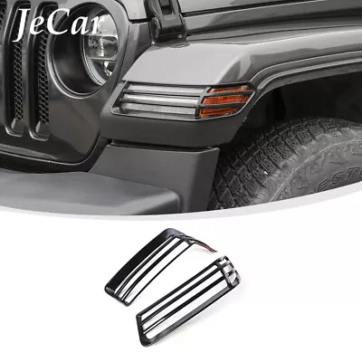 Black Front Eyebrow Light Lamp Guards Cover Trim For Jeep Wrangler JL JT 2018+ • $31.89