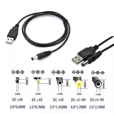 £2.99 • Buy USB-A To 2.0-5.5mm Barrel Jack Male DC 5V Power Charger Plug Adapter Cable Lead