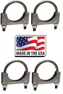 (4 PC) 3  Muffler Clamp U-Bolt Saddle Style Steel 3/8 U BOLT Made In USA 3 INCH • $12.95