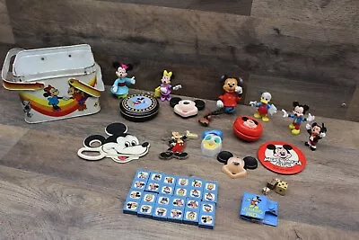 Vintage Walt Disney Mickey Mouse Skating Party Tin WITH TOYS! • $21.40