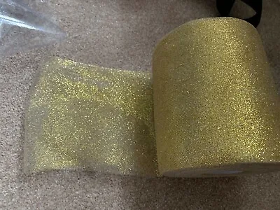 £1.90 • Buy 6m Of 150mm Wide Soft Nylon Sparkly Gold Glitter Tulle Net Wedding/Tutu/Craft