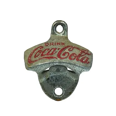 Vintage Coca-Cola Bottle Opener Metal Wood Mount Bottle Opener Made In USA • $45