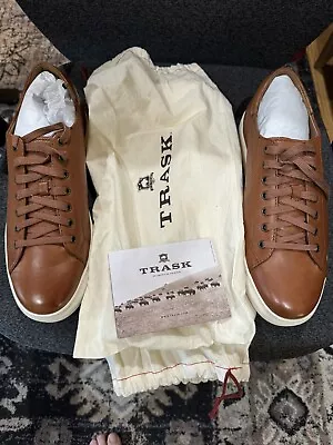 HS Trask Shoes Men's 10.5M Cognac Sheepskin Alder Perf Lace Up Comfort Sneakers • $75