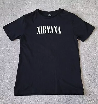 NIRVANA T-shirt Men's Size Small Black Spell Out Grunge Rock Band Tee • $19.99