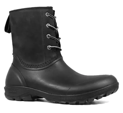 Bogs Sauvie Snow Men's Waterproof Insulated Winter Boots Black Leather Size 10 • $59.99