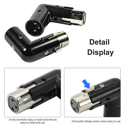 2pcs 3pin Mixer Studio Right Angle Podcast Equipment Male To Female XLR Adapter • £12.13