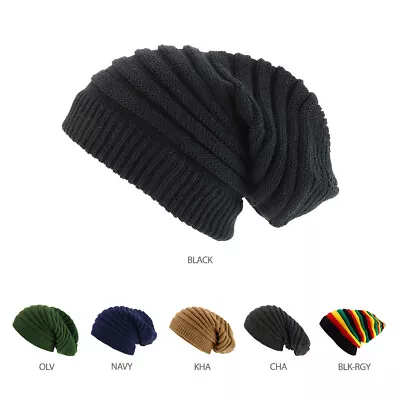 Dreadlock Deep Crown Ribbed Long Knit Rasta Beanie - FREE SHIPPING • $24.99