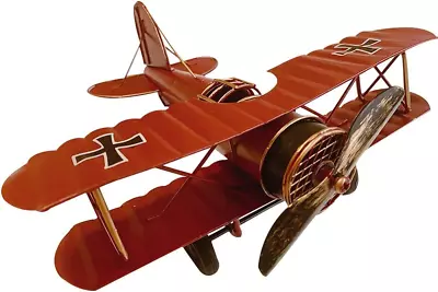 Metal Biplane Handmade Retro Iron Aircraft Vintage Airplane Collector Model Larg • $35.38