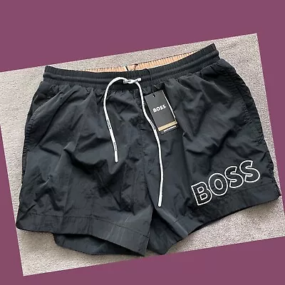 Hugo Boss Men Black Quick-drying Swim Trunk Shorts Swimwear Size M • $45
