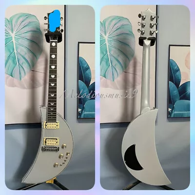 Custom Solid Moonsault Silver Electric Guitar Rosewood Fretboard Chrome Hardware • $290.70