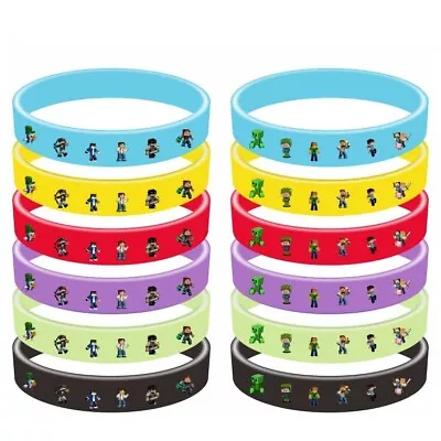 $14.99 • Buy 12PC Kids Minecraft Wristbands Bracelets Birthday Party Favours Lolly Bag Filler