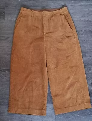 $19.99 • Buy Uniqlo Tan Corduroy ¾ Length Wide Leg Palazzo Pants - Size 12