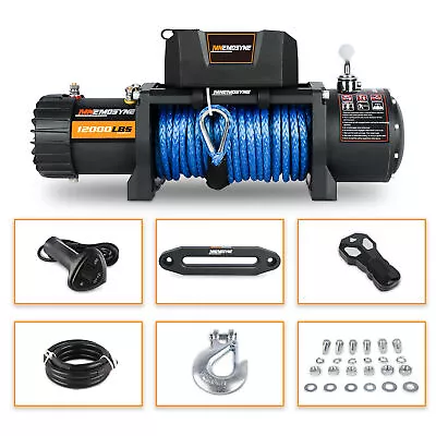 $289.90 • Buy Electric Winch 12000LBS 12V Synthetic Rope Jeep Towing Truck Off-Road 4WD