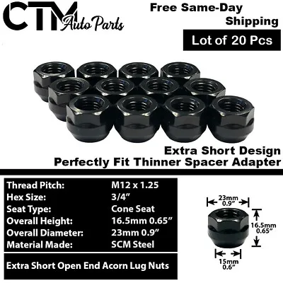 20x M12x1.25 Extra Short Open End Acorn Wheel Lug Nuts Fit Nissan Infiniti & 86 • $22.99