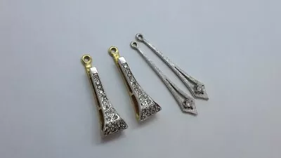 $750 • Buy ESTATE 14K YELLOW WHITE GOLD DIAMOND EARRING JACKETS. 2 Sets