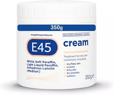 E45 Cream Moisturiser 350G Dry Sensitive Skin Itchy Irritated Red Dermatitis • £9.75