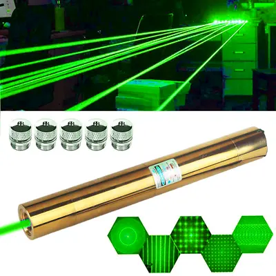 5W Brass  532nm Green Laser Pointer Star Visible Beam Light Lazer Pen • $36.99