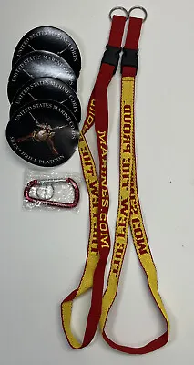 Marines Corps 2 Lanyard Red And Yellow 1 Carabiner With Key Ring 4 Stickers • $4.25