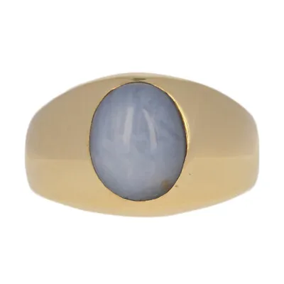 H. Stern 12.40ct Oval Cabochon Cut Star Sapphire Ring - 18k Yellow Gold Signet • £2008.75