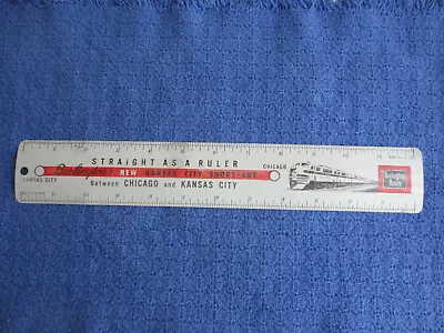 Railroad Memorabilia - Burlington Metal Ruler -  New Kansas City Short-Cut • £19.46